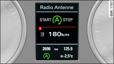 Kombiinstrument: motorn avstängd (Stop-fas)